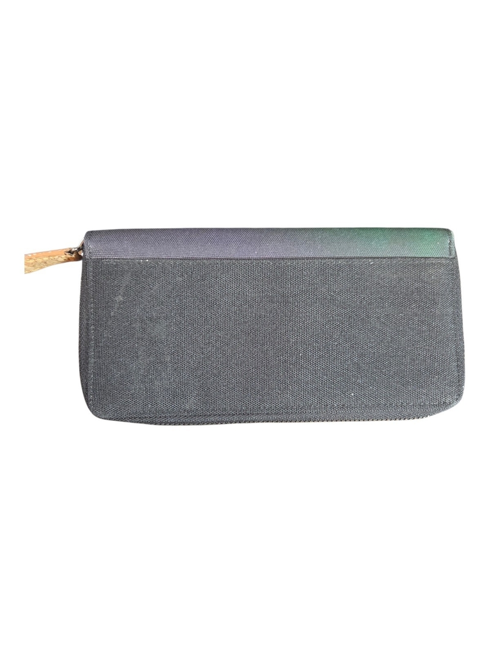tentree Aurora Borealis Forest Print Zip Wallet in Black and Green 8" X 4" - Picture 3 of 5